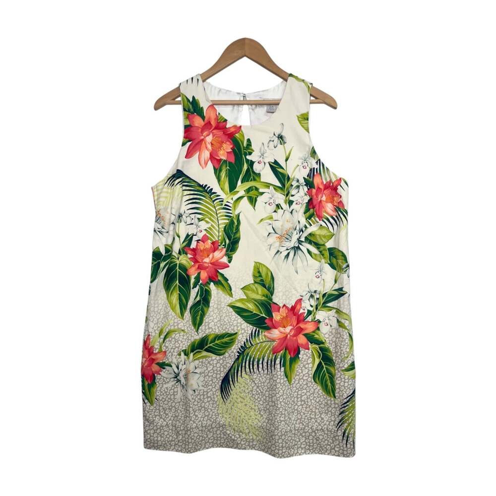 Tommy Bahama Dress Womens Large Ivory Silk Floral Tropical Resort Hawaiian Party